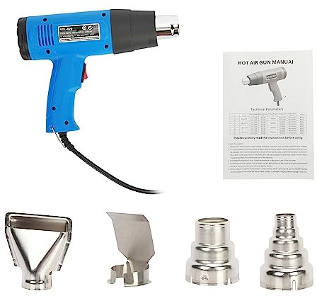Kripyery 2000W Professional Hot Air Guns 300-500 Degrees Celsius Variable Temperature Control, 4 Nozzles Two-Speed Adjustable Overload Protection,Powerful Industrial Heat Blower Power Tool Blue