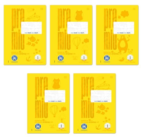 Staufen premio Cuaderno - 5 cuadernos, 32 hojas cada uno, DIN A4, rayado 1 (5 x 5 x 5 mm rayado), papel reciclado 90 g/m