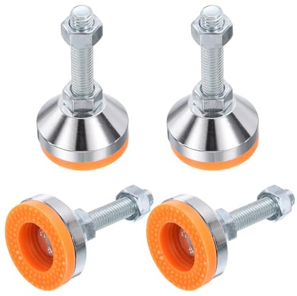 QUARKZMAN 4 patas de nivelación ajustables para cargas pesadas, base de 50 mm de diámetro, rosca M12 x 50 mm, patas de nivelación de muebles antideslizantes para banco de trabajo, máquina, armario