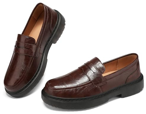 BEAUSEEN Women's Penny Loafers Slip On Comfortable & Lightweight Driving Moccasins Casual Office Work Flats Cute Business Dress Shoes, Coffee, 6 US
