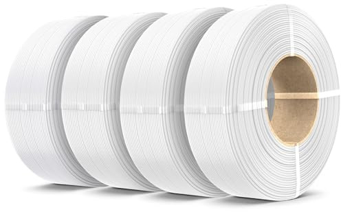 SUNLU 4 KG PLA+2.0 Refill Filament Paket, Utan Spole Starkare PLA PLUS 3D Filament, Kompatibel med Bambu Lab 3D-skrivare, 1 kg/rulle, 4 x Vitt​