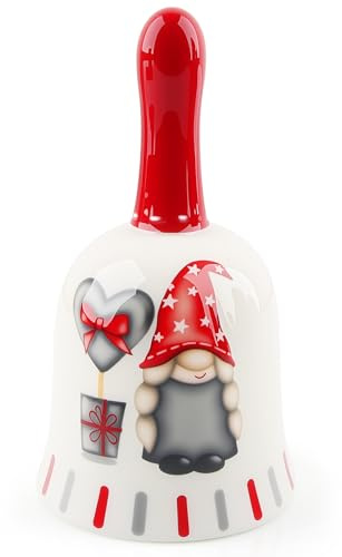 badaren Campana de Navidad Porcelana, Campana de Mano, Campana de Navidad, Decoración Navideña para Decoración de Mesas y Regalos (B)