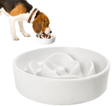 Ceramic Puzzle Bowl - Slow Feeder Dish for Puppies | Food Grade Ceramic with Non-Slip Base, Anti-Choking Eating Tableware, Healthy Feeding Tool for Cats, Dogs, Small, Pets, Travel