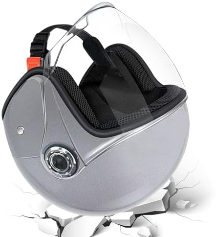Djowyh Casque de moto pour adulte | Casque de moto demi-coque - Équipement de protection respirant avec visière pour homme et femme, pour scooter vélo de sport, trajets en plein air aventure