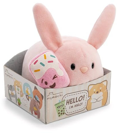 NICI 63182 - Peluche Conejo Pibu, 13 cm, con Helado Suave con imán y Carita expresiva en Caja de Regalo, Rosa, Animal de Tacto Suave, Adorable Peluche para abrazar y Jugar, para niños y Adultos