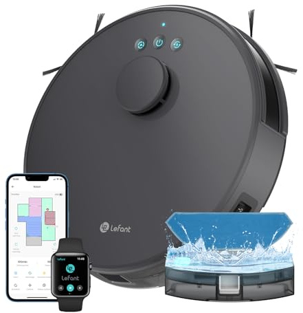 LEFANT M1 Gen1 Robot Aspirapolvere Lavapavimenti con Mappatura, 200 Min, Navigazione Laser dToF, 4000mAh, 4000Pa, Slim, Ideale per Peli Animali, Grigio