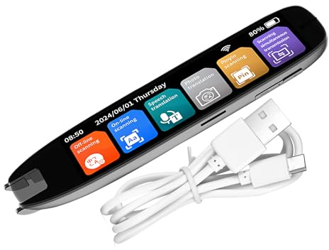 Penna per scanner per lettura traduttore di lingue - Dizionario elettronico portatile multilingue professionale offline 142 con lettore di sintesi vocale di foto, per l'apprendimento linguistico