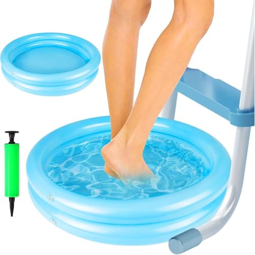Inflatable Foot Bath - Portable Pool Foot Wash Basin, Soaking Tub with Inflator, Heavy Duty Entry Ladder Mat, Outdoor Cleaning Station, Spa for Swimming Pool Spa Hot Tub