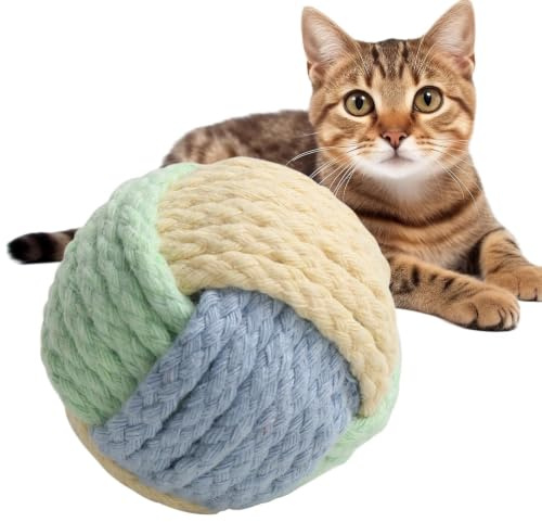 Balles de pour Chat avec Grelot, Balles Élastiques Interactives À Mâcher