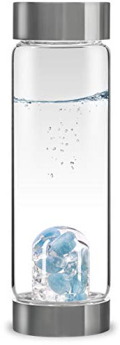 VitaJuwel ViA INNERE REINHEIT | Wasserflasche mit Aquamarin & Bergkristall für Geistiges Wachstum & Selbstbewustsein