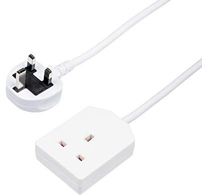 Invero® 1 Way Gang Power Mains Extension Lead Cable 2M Metre British Approved 13A Amps