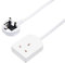 Invero® 1 Way Gang Power Mains Extension Lead Cable 2M Metre British Approved 13A Amps