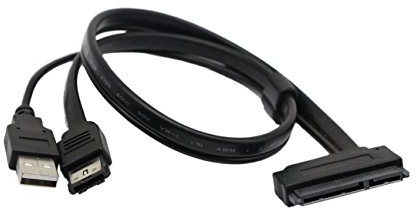SinLoon 2.5'' Hard Disk Drive SATA 22Pin to eSATA Data 5V USB Powered Cable Adapter for Optimized for SSD, Support UASP SATA IIIEC-SSHD(Black)