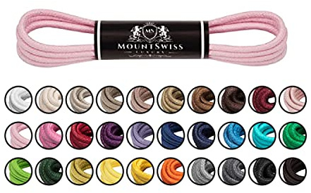 Mount Swiss Luxury Schuhbänder I Wasserabweisende und reißfeste Schnürsenkel rund ø 2-3 mm aus feiner Baumwolle/gewachst Farbe: pink.77, Länge: 60 cm