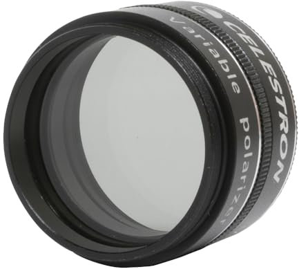 Celestron 94107 Filtro Lunar de polarizador Variable - Reduce Brillo y deslumbramiento. Compatible con oculares 1,25 y Adecuado para observar la Luna, Venus y Estrellas Dobles, Negro