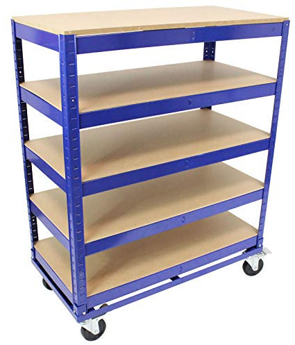 Etagenwagen Transportwagen Magazinwagen Kommissionierregal Regal Lagerregal Garagenregal Werkstattregal Kommissionierwagen 750 kg 900 kg (5 Eben | 115x90x45 cm | Traglast 750 kg)