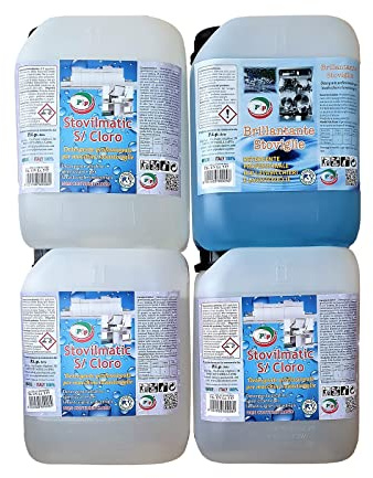 PIP Detergente Lavastoviglie Professionale Stovilmatic + Brillantante Lavastoviglie, Set 3+1 TK T5, Detersivo Stoviglie Industriale, Pulizia Rigenerante, Anticalcare, HORECA, HACCP