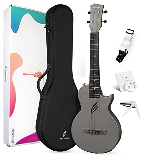 Enya Tenor Ukulele 26 Inch Carbon Fiber Acousticplus Cutaway Travel Ukelele for Beginner Bundle Kit with Online Lesson Including Gig Bag, Strap, Capo, and Strings Professional Ukalalee Yukalalee Gift