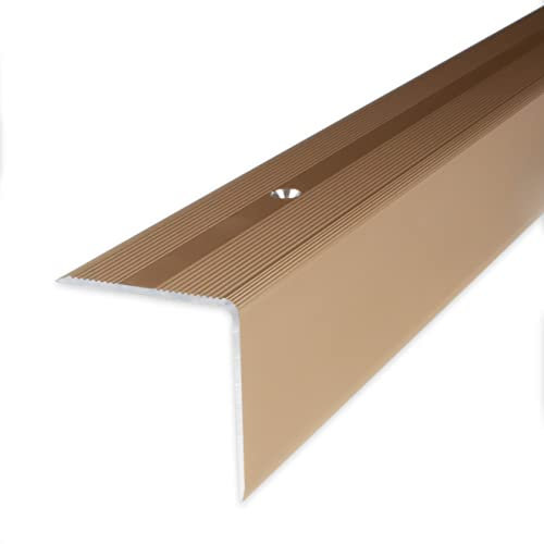 PROVISTON | Treppenkante | Aluminium eloxiert | Bronze Hell | Breite 40 mm | Höhe 42 mm | Länge 1000 mm | Gebohrt | Treppenkantenprofil | Treppenwinkel | Winkelprofil | Kombiwinkel | 1 Stück