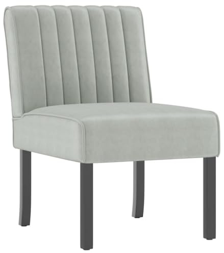 vidaXL Light Grey Velvet Slipper Chair - Luxurious Furniture with Comfortable Seating, Stable Construction and Easy Assembly - Perfect for Office, Living Room