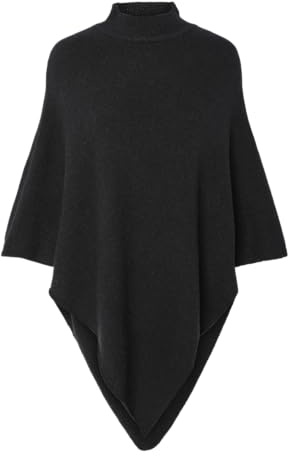 Pieces Poncho da Donna Pcfortuna High Neck Noos BC, Nero, Taglia Unica
