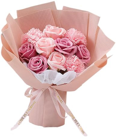 predolo Bouquets de Fleurs de Roses, Fleur de Savon avec Carte de Message et Sac fourre-Tout, Fleurs préservées pour fiançailles, Occasions spéciales, , Rose