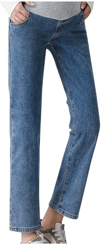 Pantalones Vaqueros de Maternidad Mujer Elásticos cómodos Basic Jeans Moda Slim Fit Pantalones Largo Embarazo Primavera y Verano premamá Denim Pants