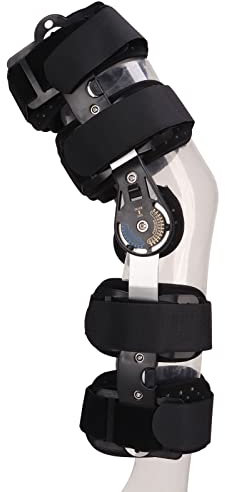 Soporte de rodilla, estabilizador de rodilla con bisagras, protector de inmovilizador de soporte de aleación de aluminio, función de bloqueo de botón de soporte Ortesis fijas articuladas for lesiones