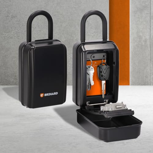 Brihard Key Box All Season Shackle XL con Arco Removibile e Custodia Impermeabile, Cassetta Chiavi con Codice a 4 Cifre, Resistente alle Intemperie, Ideale per Chiavi e Tessere di Accesso
