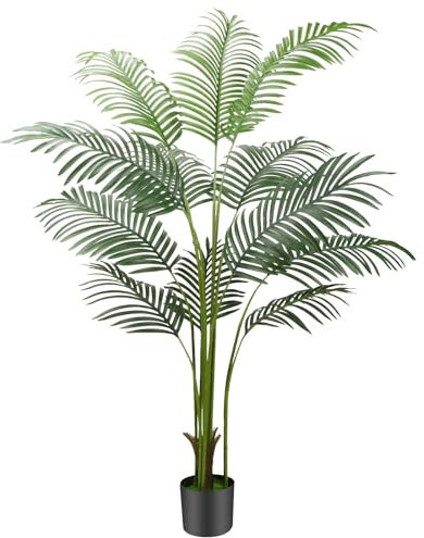 160cm Artificial Plants Palm Tree Indoor, 5.3FT Tall Fake Faux Areca Tropical Palm Tree,Large Artificial Plants Outdoor in Pot with Lifelike Leaves for Modern Home Living Room Office Decor
