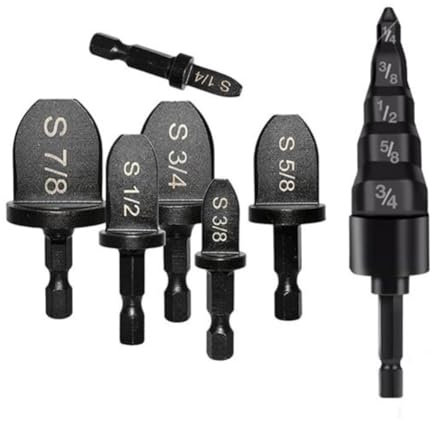 Mocturnity 7 piezas de acero negro manual herramienta de prensado de tubos de cobre broca 6 piezas taladro extensión de manguera