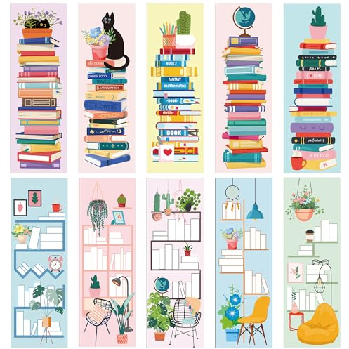 200 Pcs Bookshelf Bookmarks Bulk for Reading: Cute Book Tracker Bookmark for Kids Women, Creative Paper Book Marks Bookish Gifts for Book Lovers Students Stationery Back to School Supplies
