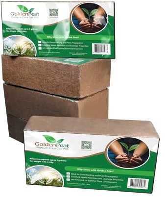 Organic Coconut Peat Bricks (650g X 6 Pack) - Low EC, Sustainable Growing Medium for Gardens, pots, and Seed Starters. Just add Water to Transform Each Brick into 8-10L of Fluffy Nutrient-Rich Coir