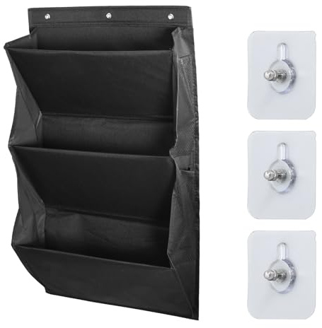 Godneei Scarpiera sospesa con 3 ampi scomparti e 4 tasche a rete, porta scarpe da appendere da porta per camper, salvaspazio (nero)