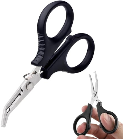 ZENQARI 1 Pieza Alicates Pesca Pinza Ángel de Acero Inoxidable Pinza de Resorte Multifunción Cortahilos Tijeras de Línea de Pesca de Boca Curva Alicates de Pesca