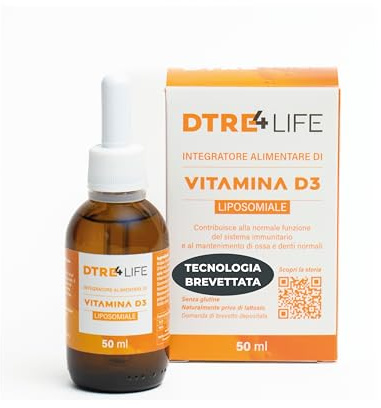 DTRE4LIFE Vitamina D3 Liposomiale in Gocce – Soluzione Acquosa Senza Olio – Tecnologia Liposomiale Avanzata – 2000 UI per Dose – 50 ml (50 Dosi)
