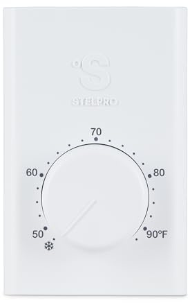 Stelpro Single Pole Line Voltage Thermostat, Mechanical 240 Volts, Compatible with Most Heating Products (Electric Baseboards, Wall Fan Heaters or Commercial Fan-Forced Heaters), (SWT1F) White