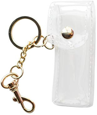 EDOBLUE Chapstick Keychain Holder, Clear Fashion Lipstick Case Holder Lip Balm Holder with Key Chain, Portable, Gift for Women Girls(1 pack)