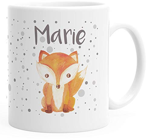 SpecialMe® Namenstasse personalisierte Kaffee-Tasse mit Namen Fuchs Motiv persönliche Geschenke weiß Keramik-Tasse