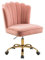 WOEOA Chaise de Bureau en Velours, Chaise Coiffeuse Coquillage, Pivotante à 360°, Hauteur Réglable, Pour Salon, Chambre à Coucher, Étude de Vanité, Charge Maximale 135 kg, Pour Filles et Femmes - Rose
