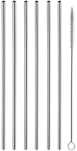 Pintinox, Set 12 Cannucce in Acciaio Inossidabile con Spazzolino lunghezza 24 cm, diametro 5 mm