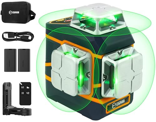 Livella Laser Autolivellante 3x360°, CIGMAN Livello Laser, per Costruzioni e Immagini con Modalità a Impulsi, con Telecomando, Supporto Magnetico e Rotante,2 x Batteria Incorporata dello Li-ione