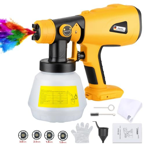 Kabelloser Farbspritzer, kompatibel mit Dewalt 18 V, 20 V/60 V Lithium-Batterie, Hipoke HVLP Farbspritzpistole für Zäune, Decken, Wände, Wohnmöbel, DWSG05