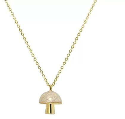 LAYCHEN Collar De Cadena Larga Con Colgante Especial Para Mujer Verde De Concha De Seta Dorada De Plata De Ley 925 Para Boda De Mujer