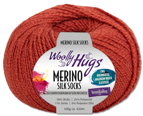 Frida's Ullhus Woolly Hugs 100 g Merino Silk Strumpor Sockgarn Strumpor 15 färger (227 | Tegel)