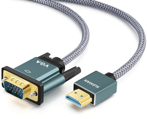SLDXIAN HDMI auf VGA Kabel, HDMI zu VGA Kabel (Stecker auf Stecker) 1080P Vergoldet & Aluminiumschale Konverter Nylon geflochten Kompatibel für Desktop, Laptop, PC, Monitor, Projektor, HDTV (1M)