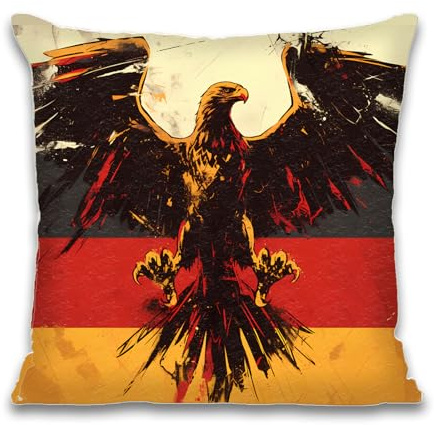 Cosymate Funda de cojín decorativa – Bandera de Alemania con águila que extiende las alas, 45 x 45 cm