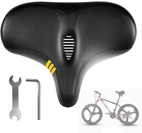 MaxAwe 32 * 27cm Fahrradsattel, Bequem Weich Schwamm mit Hoher Dichte Ergonomisch, Stoßdämpfend Atmungsaktiv Wasserdicht Fahrradsitz für Mountainbike MTB Trekking Rennrad Heimtrainer E-Bike