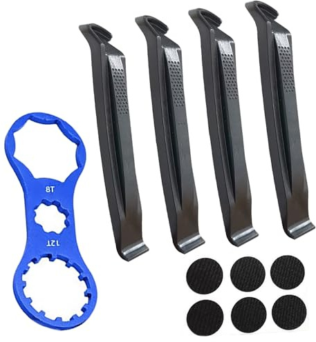 Bike Tool Kit with 4 Crowbar Plastic Tyre Levers, 6 Patches and 1 Wrench, Cycling Bike Tire Repair Kit, Tube Removal Puncture Repair Tyre Changing Tool, Emergency Kit Bicycle Accessories, 11 Pieces
