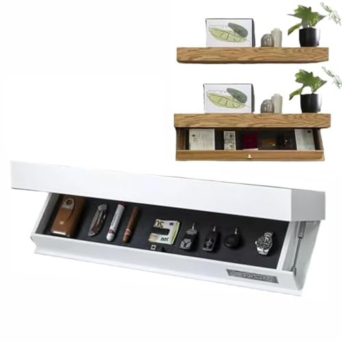 STWBHW Concealed Floating Gun Safe,Designer Shelf with Secret Compartment,Wall-Mounted Storage Solution,Compact Storage Box for Weapons,for Living Room and Office and Bedroom(Black)